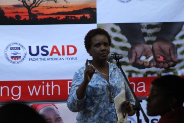 Una Ngwenya presenting at a USAid function in Gaborone recently. Pic By Chrispen Tabvura